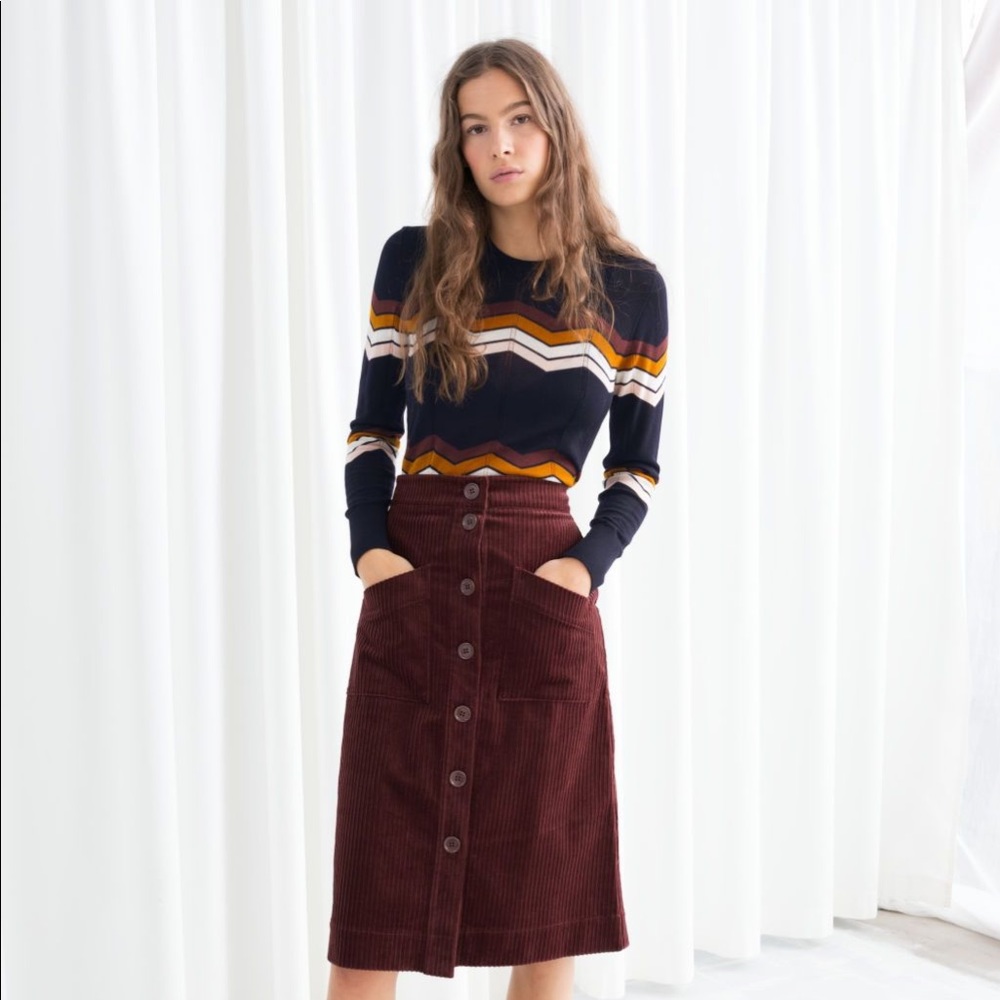 & Other Stories Corduroy Brown Skirt size 10